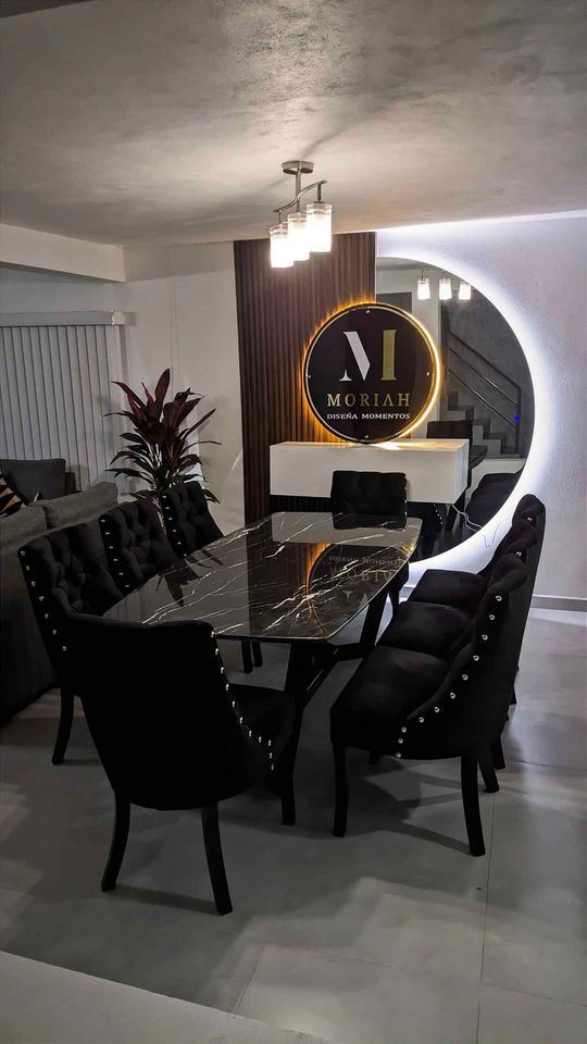 Black Marble Dining Set 6-person